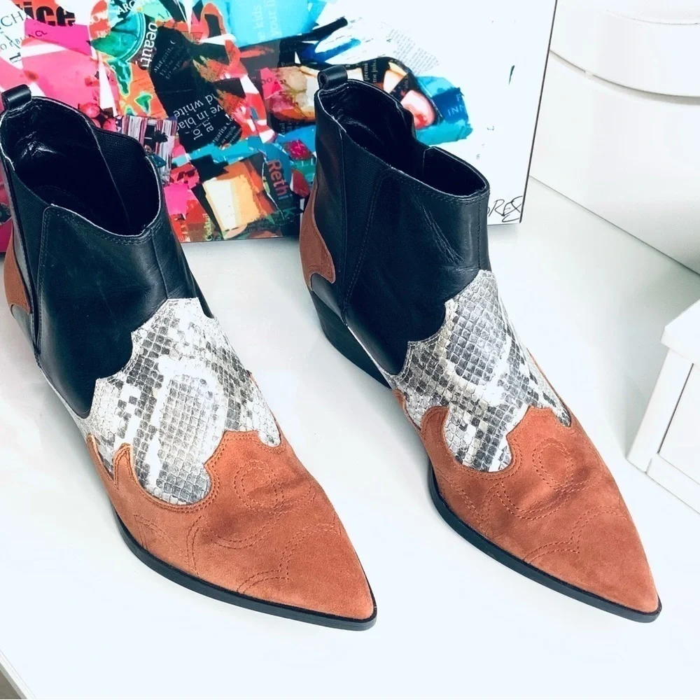 Nine West Cedar Western Leather Booties - Picture 4 of 6